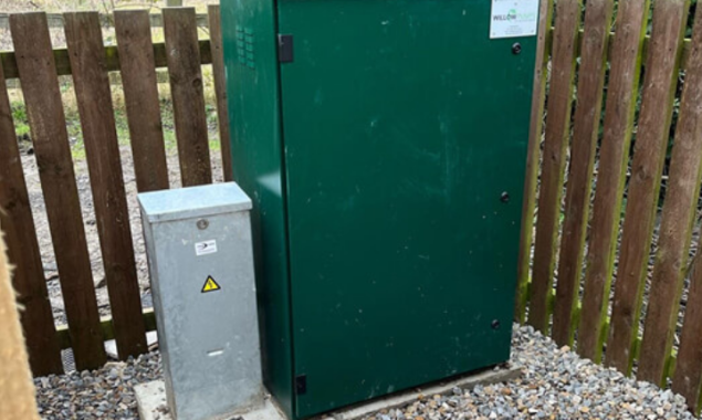 Residential package pumping station between cottages in Yorkshire by Willow Pumps